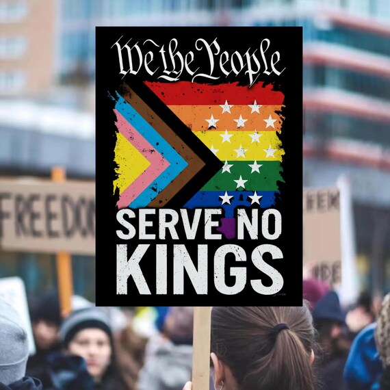 We The People, No Kings in America Protest Sign, Anti-Trump Resistance, Political Activist Poster, Resist Fascism Rally Sign PP35