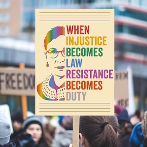 When Injustice Becomes Law Protest Sign, Resistance Becomes Duty Protest Poster, Anti-Trump Sign, Political Activist Poster, PP30 image 1