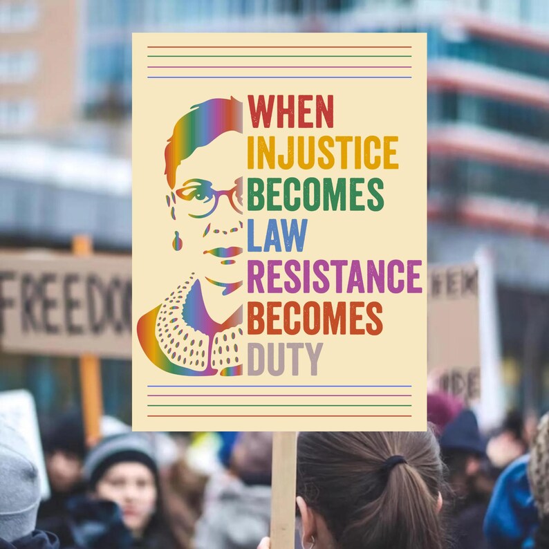 When Injustice Becomes Law Protest Sign, Resistance Becomes Duty Protest Poster, Anti-Trump Sign, Political Activist Poster, PP30 image 1