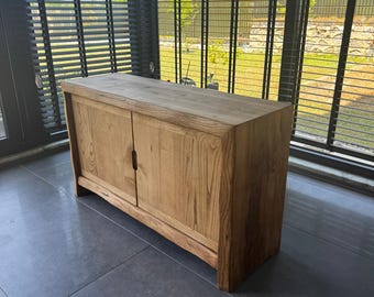 Live Edge Eichenholz TV-Konsole: Natürliches Hölzern Media Center
