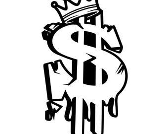 滴るドルSVG | クラウンマネーPNG | ヒップホップストリートウェアアート | 暗号通貨コミュニティの装飾 | アーバンファイナンスグラフィック | Hypebeastビニールデザイン