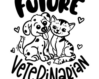 Future Veterinarian SVG | Cute Cat and Dog PNG | Kids Career Shirt Design | Vet Tech Student Gift | Animal Lover DIY Sublimation File