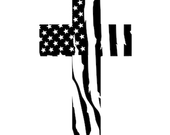 American Flag Cross SVG | Patriotic Christian PNG | USA Flag Religious Cut File | Distressed Cross Design | Cricut Silhouette Sublimation