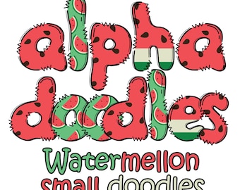 Watermeloenalfabet PNG: doodle lettertype clipart (digitale download)