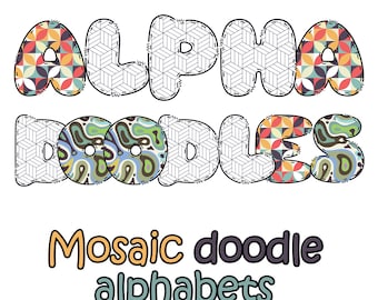Mozaïekkrabbelalfabet PNG-afbeelding: luipaardprintletters (digitale download)