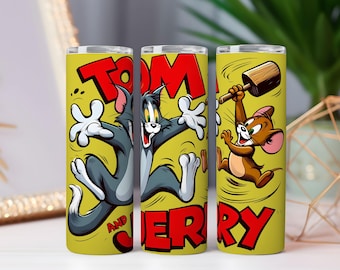 Cartoon kat en muis beker wrap, png | Sublimatieontwerp