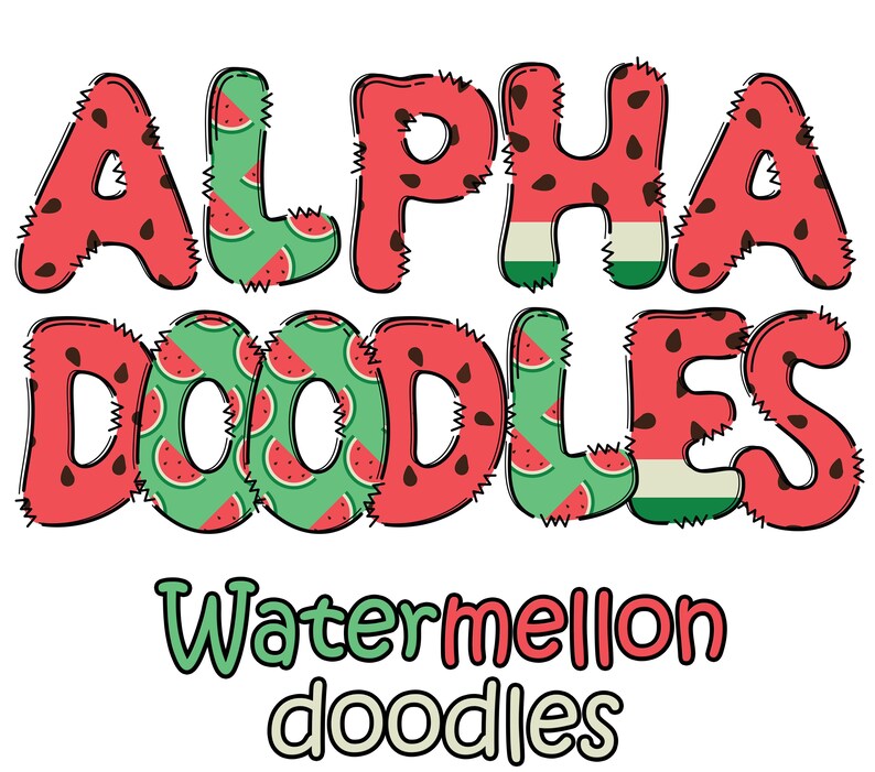 Watermelon Alphabet PNG Clipart: Doodle Font (digital Download) - Etsy