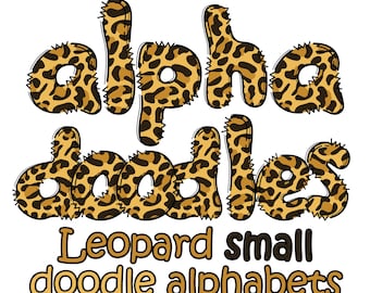 Luipaardkrabbellettertype: kleine png-alfabet clipart (digitale download)