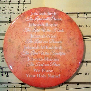 Names of Jehovah Magnet, Jehovah-Jireh, Jehovah-Rophe, Jehovah-Nissi...Religious Magnet, Praise Magnet