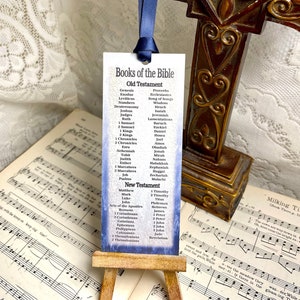 Books of the Bible Bookmark, Blue Bookmark, Version Two, 73 Books of the Bible, Paper Chipboard Bookmarks