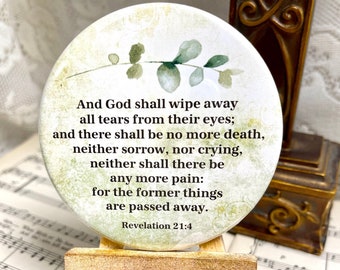 Revelation  21:4 - And God Shall Wipe Away All Tears - 3.5 Inch Magnet - Christian Magnet - Bible Verse - Christian Gift