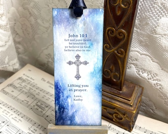 John 14:1 Personalized Bookmark, Let Not Your Heart Be Troubled, Christian Bookmark, Bookmark, Religious Bookmark, Bible Bookmark