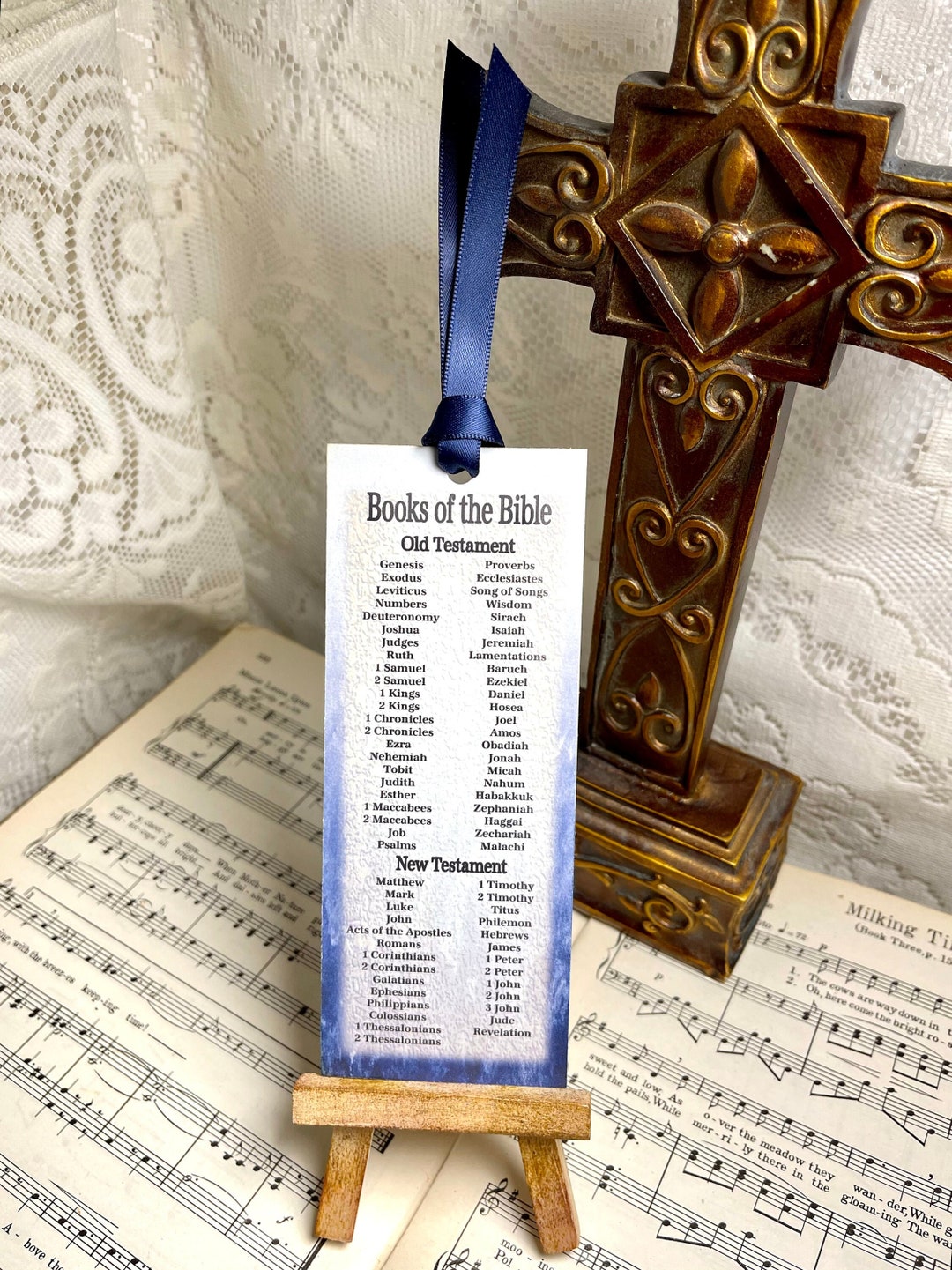 Books of the Bible Bookmark, Blue Bookmark, Version Two, 73 Books of
