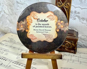 Autumn Magnet,  Henry David Thoreau, Autumnal Tints, 3.5 Inch Magnet - Literary Magnet - Office Decor - Fridge Magnet
