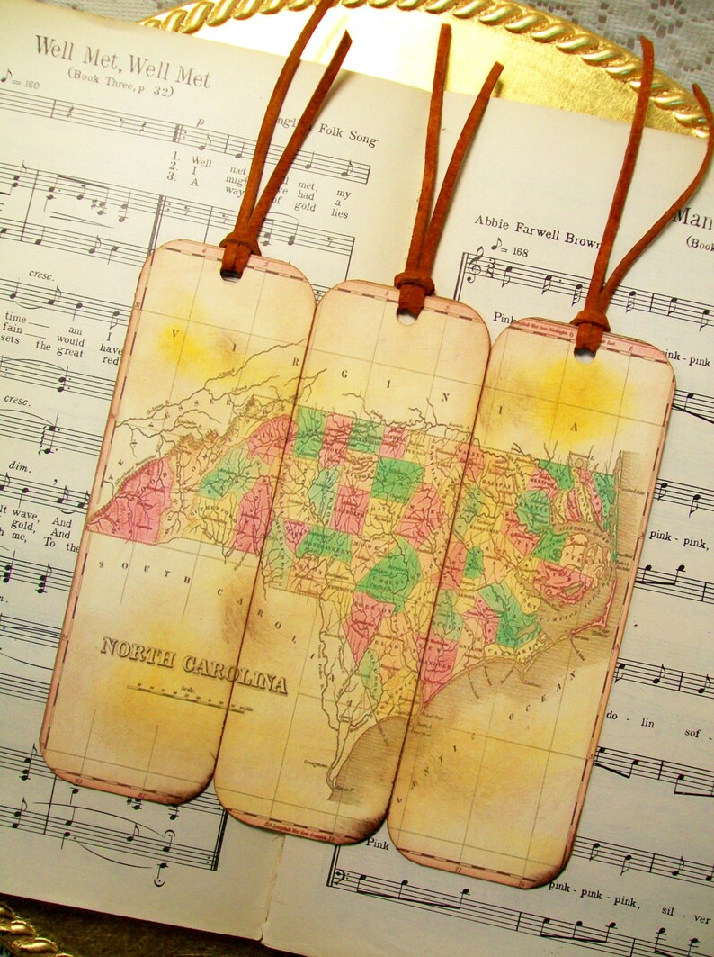 North Carolina Historical Map Bookmarks Gifts for Men Circa Etsy
