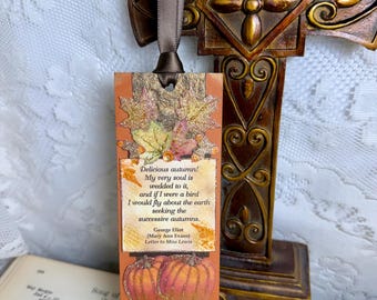 Autumn Bookmark, George Eliot/Mary Ann Evans, Letter to Miss Lewis, Reading Gift, Book Lover Bookmark