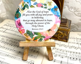 Romans 15:13 - Now the God of Hope Fill You with All Joy and Peace - 3.5 Inch Magnet - Christian Magnet - Bible Verse - Christian Gift