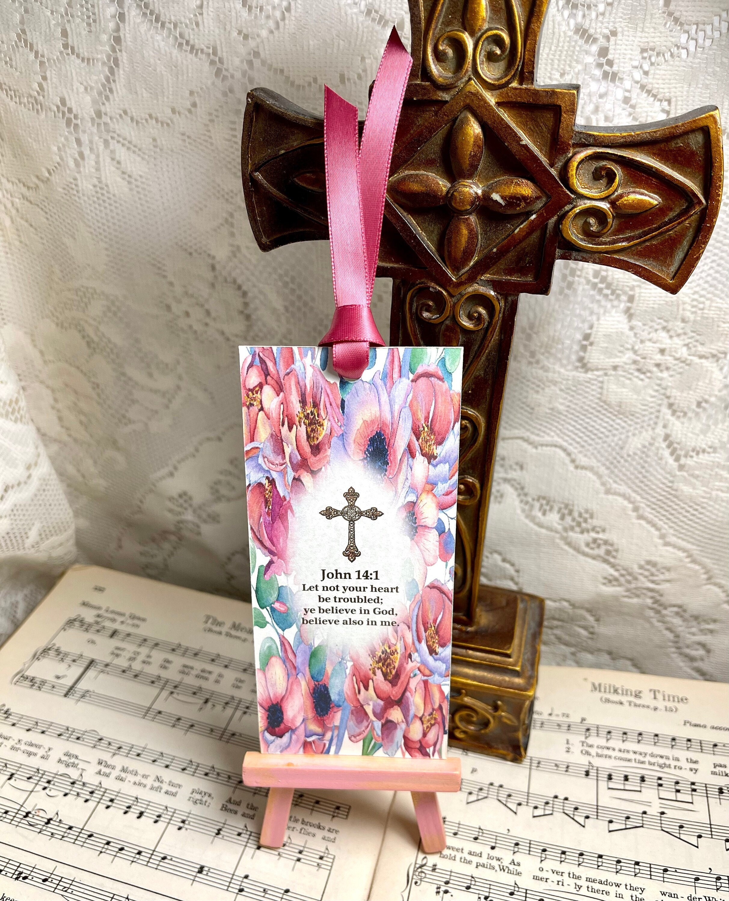 John 14:1, Let Not Your Heart Be Troubled, Bible Verse, Scripture Art,  Religious Bookmark, Bible Verse Gift 