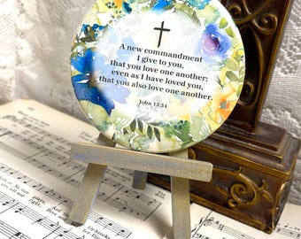 Imán "Amaos los unos a los otros" - Juan 13:34 - Imán de 8.9 cm - Imán cristiano - Versículo bíblico - Regalo cristiano