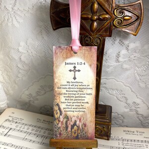 James 1:2-4, Count It All Joy, Pink Religious Bookmark, Christian Bookmark, Scripture Bookmark, Christian Art