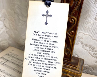 The Lord's Prayer Bookmark, Darkest Blue Bookmark, Matthew 6:9-13, Handmade Christian Bookmarks, Religious Bookmarks, Scripture Bookmarks