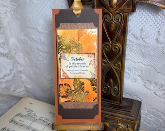 Autumn Bookmark, Henry David Thoreau, Reading Gift, Book Lover Bookmark