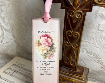 Psalm 57:7 Bookmark, My Heart is Fixed, Praise and Rejoice in the Lord, Religious Chipboard Bookmarks