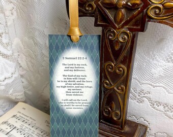 El Señor es mi roca - Verde cazador - 2 Samuel 22:2-4 - Marcapáginas cristiano - Versículo bíblico - Regalo cristiano - Estudio bíblico - Grupos de confraternidad