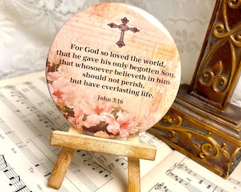 Juan 3:16 - De tal manera amó Dios al mundo - Pascua - Imán de 8.9 cm - Imán cristiano - Versículo bíblico - Regalo cristiano