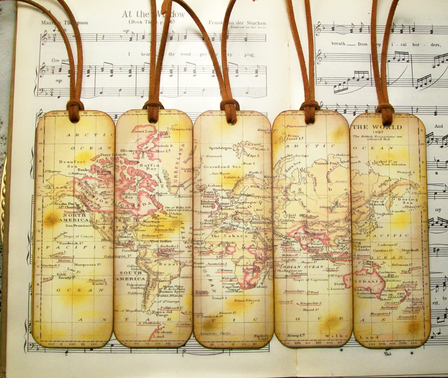 Historical World Map Bookmarks Gifts for Him Set of 5 British - Etsy