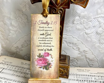 Handmade Christian Bookmarks, Study to Shew Thyself Approved, 2 Timothy 2:15, Religious Christian Handmade Bookmarks, Reading Gifts