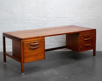 Vintage Mid-century Walnut Executive Desk