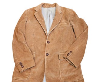 VTG Corduroy Sport Coat Jacket Tan Beige Light Brown Sz 38 Cotton Liner Damaged