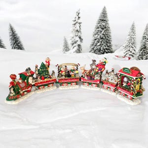 Danbury Mint Miniature Schnauzer Dogs Christmas Express Train Set of 6 With  Box
