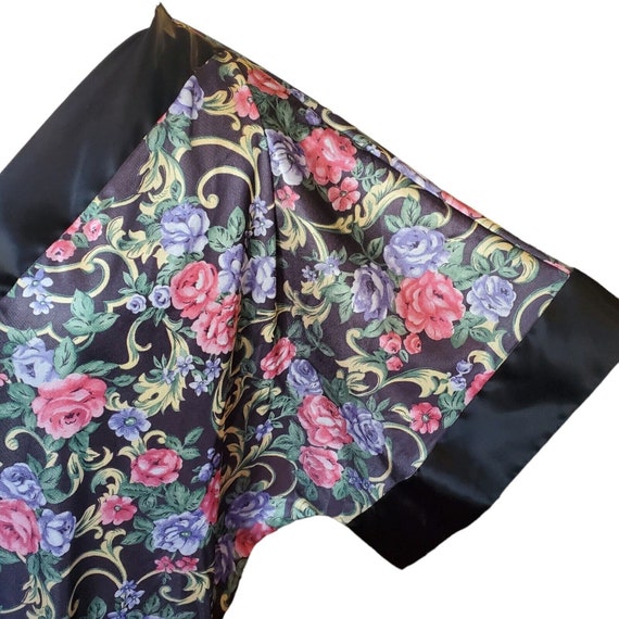 Vintage Black Floral Brocade Muumuu Kaftan Roses … - image 3