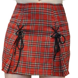 Lip Service Hot Topic Plaid Pleated Mini Skirt Goth Punk Schoolgirl Laceup Sz M 6 8 Preppy