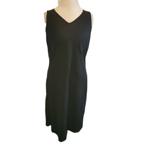 Vintage 90s Merona Linen Blend Black Dress Sleeveless Knee Length Size Medium