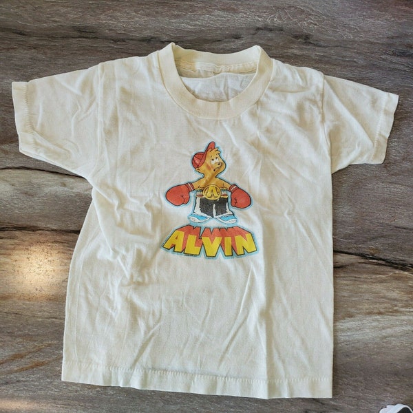 Vintage Kids 1983 Boxing Alvin Chipmunks T-shirt Single Stitch Off White 2T 3T
