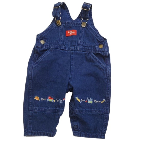 Vintage 90s Oshkosh 6/9 Months Blue Denim Overall… - image 1