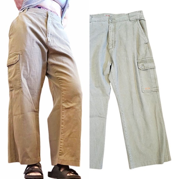 Vintage 90s Y2K Mens Cargo Pants 37x26 Short Crop… - image 1