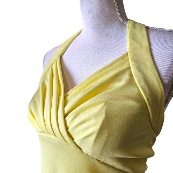 Vintage 60s 70s Light Yellow Size 2 Long Yellow D… - image 4