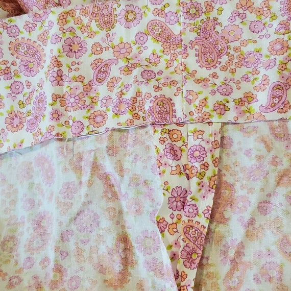Vintage 60s Womens Large Floral Paisley Pink Shea… - image 9