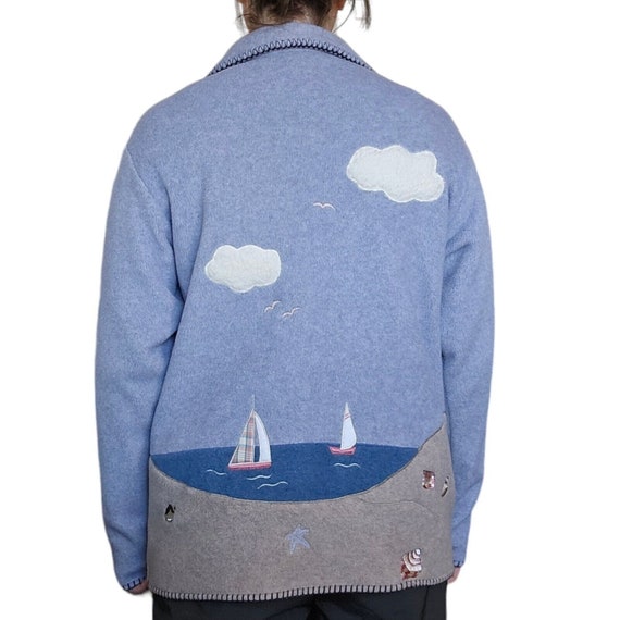 Retro 90s Coastal Grandma Lighthouse Fleece Jacke… - image 2