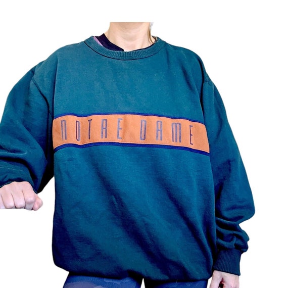 Notre Dame Green Crewneck XL Pullover Sweatshirt … - image 3