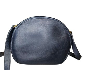 Vintage COACH 1980s Chester Canteen Crossbody Bag 9901 Navy Blue 
