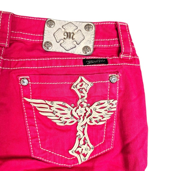 Y2K Miss Me Sz 8 Pink Denim Cropped Jeans Low Ris… - image 4