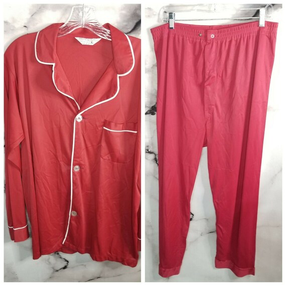 Vintage 70s Mens JCPenny Nylon Satin Pajama Set Re