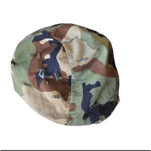 Vintage Army Woodlands Cover Rare Camo Camouflage 2 holes 1980s era