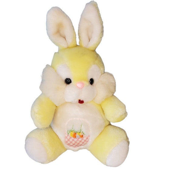 Vintage 80s '83 Conejo de Pascua Amarillo Conejo Peluche Animal de