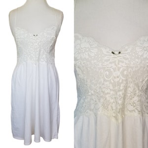 Vintage Y2K Victoria Secret Cream White Lace Slip Nightie Pajamas Negligee LG